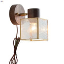 GobekUsa Clear Glass LED Wall Sconce Walnut Wood Bedroom Living Room Modern Fixture