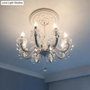 GobekUsa Rustic Metal Candle Suspension Lamp with Crystal Draping - White Corridor Chandelier