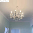 GobekUsa Rustic Metal Candle Suspension Lamp with Crystal Draping - White Corridor Chandelier