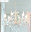GobekUsa Rustic Metal Candle Suspension Lamp with Crystal Draping - White Corridor Chandelier