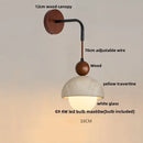 GobekUsa LED White Glass Wall Light Fixture Modern Pull Chain Switch Bedside Sconce