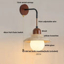 GobekUsa LED White Glass Wall Light Fixture Modern Pull Chain Switch Bedside Sconce
