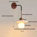 GobekUsa LED White Glass Wall Light Fixture Modern Pull Chain Switch Bedside Sconce