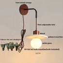 GobekUsa LED White Glass Wall Light Fixture Modern Pull Chain Switch Bedside Sconce