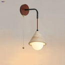 GobekUsa LED White Glass Wall Light Fixture Modern Pull Chain Switch Bedside Sconce