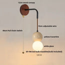 GobekUsa LED White Glass Wall Light Fixture Modern Pull Chain Switch Bedside Sconce