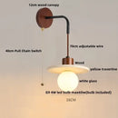 GobekUsa LED White Glass Wall Light Fixture Modern Pull Chain Switch Bedside Sconce