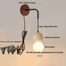 GobekUsa LED White Glass Wall Light Fixture Modern Pull Chain Switch Bedside Sconce