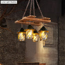 GobekUsa Industrial 4-Light White Fabric/Clear Glass Island Chandelier - Warehouse Pendant with Metal Arm