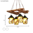 GobekUsa Industrial 4-Light White Fabric/Clear Glass Island Chandelier - Warehouse Pendant with Metal Arm