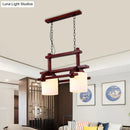 GobekUsa Rustic White Glass Island Light with 2/3 Hanging Heads and Wood Beam for Dining Room