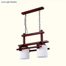 GobekUsa Rustic White Glass Island Light with 2/3 Hanging Heads and Wood Beam for Dining Room