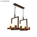 GobekUsa Rustic White Glass Square Restaurant Island Light with 8 Lights & Bronze Ceiling Mount - with/without Wine Glasses