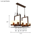 GobekUsa Rustic White Glass Square Restaurant Island Light with 8 Lights & Bronze Ceiling Mount - with/without Wine Glasses