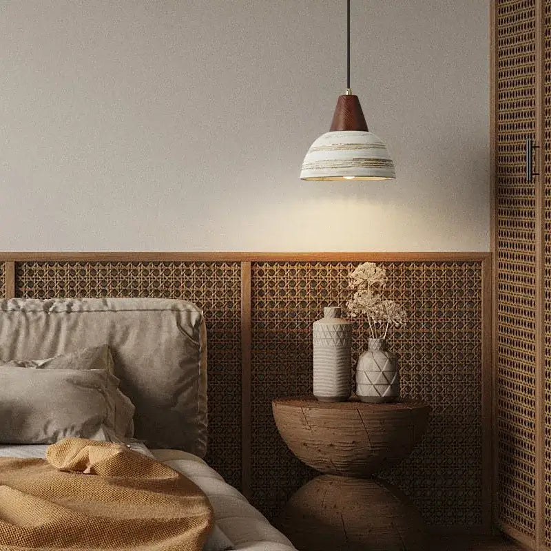 GobekUsa Ceramic Wood LED Hanging Pendant Light - Nordic Modern Design, photo 3 of 7