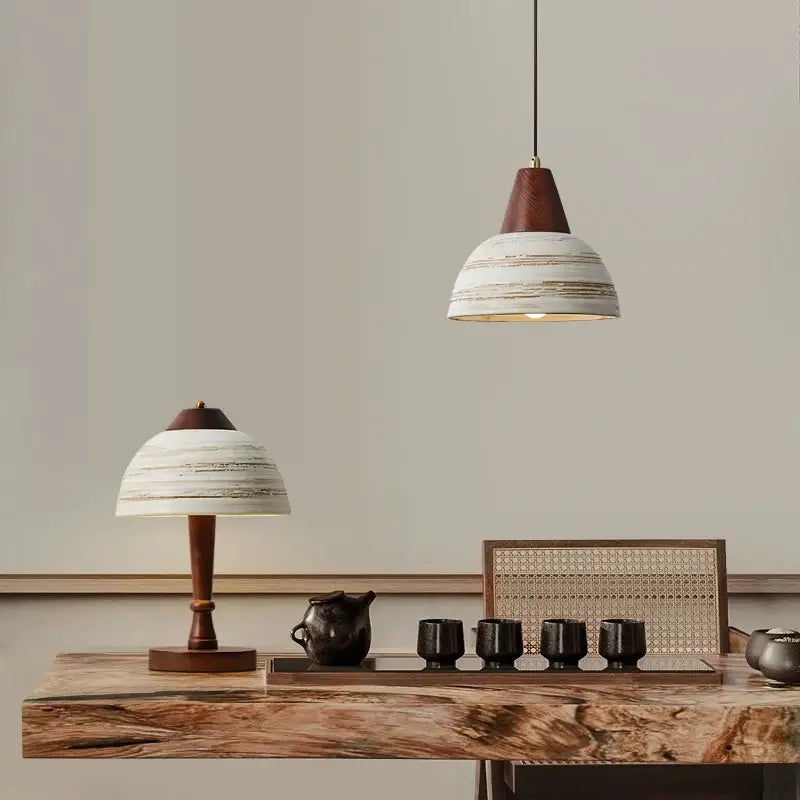 GobekUsa Ceramic Wood LED Hanging Pendant Light - Nordic Modern Design, photo 5 of 7