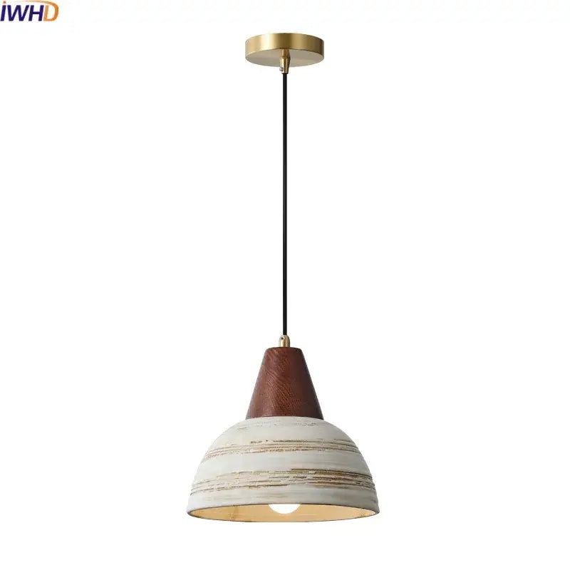 GobekUsa Ceramic Wood LED Hanging Pendant Light - Nordic Modern Design
