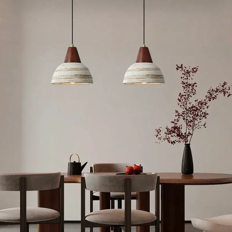 GobekUsa Ceramic Wood LED Hanging Pendant Light - Nordic Modern Design, photo 2 of 7