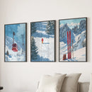 Snowy Mountain Wall Art Set: Skier, Red Skis, Snowy Trees by Wall Art Set