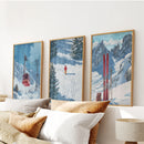 Snowy Mountain Wall Art Set: Skier, Red Skis, Snowy Trees by Wall Art Set