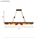 GobekUsa Rustic 5-Light Linear Hanging Lamp with Wood Board - Island Pendant Light for Restaurants