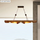 GobekUsa Rustic 5-Light Linear Hanging Lamp with Wood Board - Island Pendant Light for Restaurants