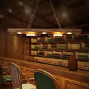 GobekUsa Rustic 5-Light Linear Hanging Lamp with Wood Board - Island Pendant Light for Restaurants