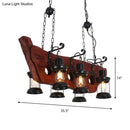 GobekUsa Farmhouse Brown Lantern Pendant Lamp with Clear Glass and Multiple Wood Arm Designs - Island Light with 2/6/8 Lights