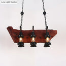 GobekUsa Farmhouse Brown Lantern Pendant Lamp with Clear Glass and Multiple Wood Arm Designs - Island Light with 2/6/8 Lights