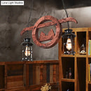 GobekUsa Farmhouse Brown Lantern Pendant Lamp with Clear Glass and Multiple Wood Arm Designs - Island Light with 2/6/8 Lights