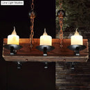 GobekUsa Rustic 6-Light Candle Island Pendant with Black Marble for Dining Room