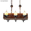GobekUsa Rustic 6-Light Candle Island Pendant with Black Marble for Dining Room