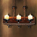 GobekUsa Rustic 6-Light Candle Island Pendant with Black Marble for Dining Room
