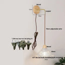 GobekUsa Clear Glass LED Wall Lights with Wood Pull Chain Switch, Modern Art Bedside Lamp