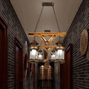 GobekUsa Bronze Coastal Glass Lantern Pendant Light - 4-Light Island Fixture