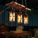 GobekUsa Clear Glass Island Pendant Light: Farmhouse Brown Cylindrical Bistro Ceiling Hang