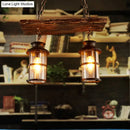 GobekUsa Clear Glass Island Pendant Light: Farmhouse Brown Cylindrical Bistro Ceiling Hang