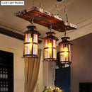 GobekUsa Clear Glass Island Pendant Light: Farmhouse Brown Cylindrical Bistro Ceiling Hang