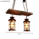 GobekUsa Clear Glass Island Pendant Light: Farmhouse Brown Cylindrical Bistro Ceiling Hang