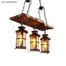 GobekUsa Clear Glass Island Pendant Light: Farmhouse Brown Cylindrical Bistro Ceiling Hang