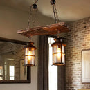 GobekUsa Clear Glass Island Pendant Light: Farmhouse Brown Cylindrical Bistro Ceiling Hang
