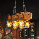 GobekUsa Fish-Shaped Island Lamp: 6-Light Fabric and Glass Hanging Kit in Black for Dining Room, Metal Arm