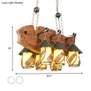 GobekUsa Fish-Shaped Island Lamp: 6-Light Fabric and Glass Hanging Kit in Black for Dining Room, Metal Arm
