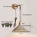 GobekUsa LED Wall Light Fixture Cement Wood Base Bedside Lamp