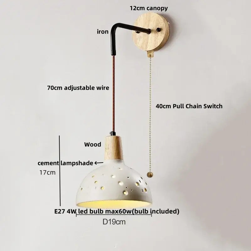 GobekUsa LED Wall Light Fixture with Pull Chain Switch - Modern Nordic Design, photo 17 of 22