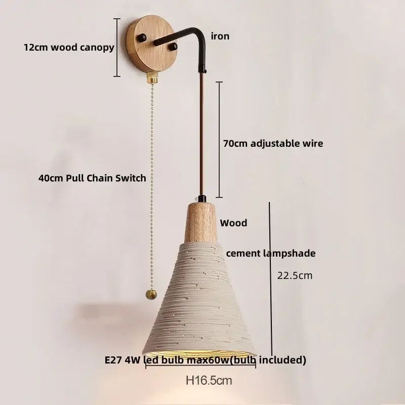 GobekUsa LED Wall Light Fixture with Pull Chain Switch - Modern Nordic Design, photo 9 of 22