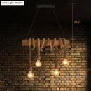 GobekUsa Rustic Wood and Rope Island Pendant Light Fixture - 4-Head Open Bulb Suspension Lighting