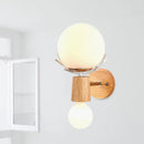 GobekUsa Rustic Wood Wall Lamp with Antler Accents - White Globe Sconce Light for Stairways