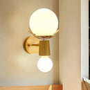 GobekUsa Rustic Wood Wall Lamp with Antler Accents - White Globe Sconce Light for Stairways