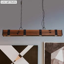 GobekUsa Wood Beam Down Light Kitchen Island Lighting - Lodge Style with 4 Lights and Chain - Black Finish